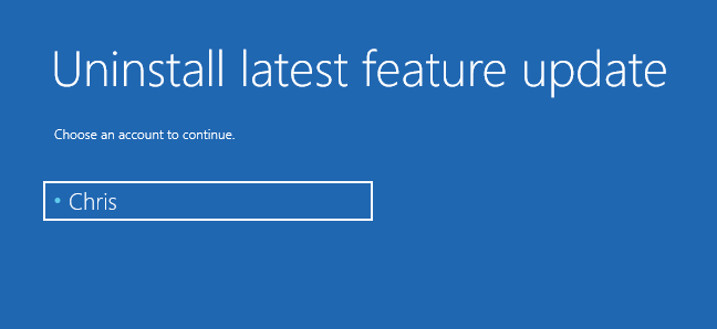 Menghapus instalan pembaruan fitur besar terbaru di Windows 10