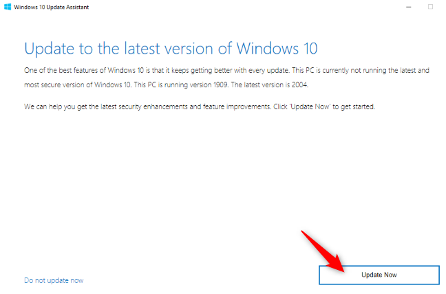 Asisten Pembaruan Windows 10 menawarkan peningkatan
