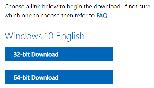 Pilih Windows 10 versi 32- atau 64-bit.