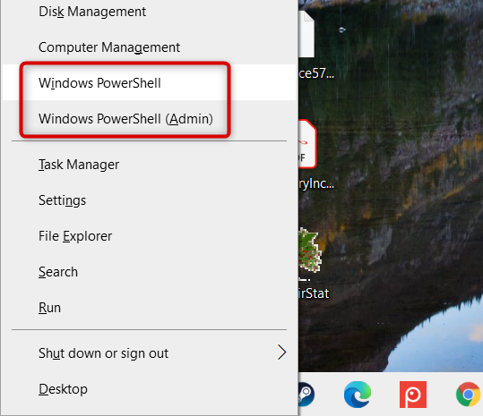 Klik "Windows PowerShell" atau "Windows PowerShell (Admin)."