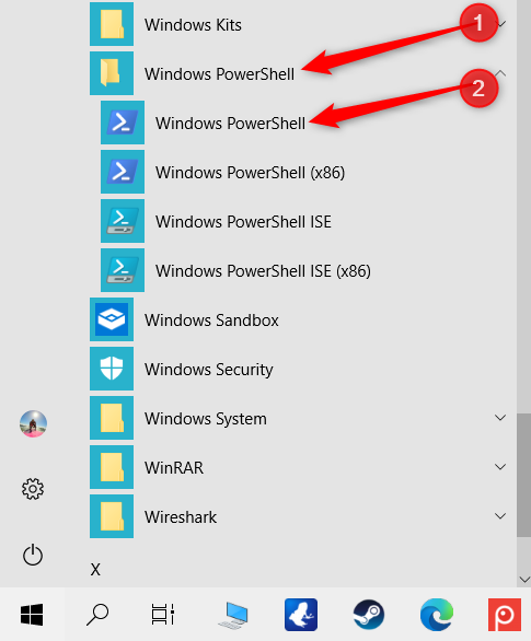 Klik folder "Windows PowerShell", lalu klik "Windows PowerShell."