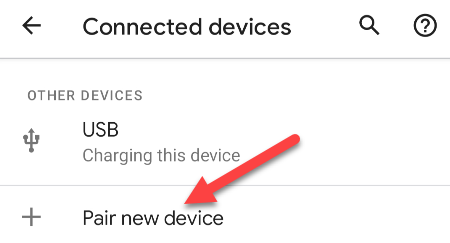 Buka menu Bluetooth di Android dan ketuk tombol "Pasangkan Perangkat Baru"