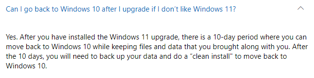 Bisakah saya kembali ke Windows 10 setelah saya memutakhirkan jika saya tidak menyukai Windows 11?