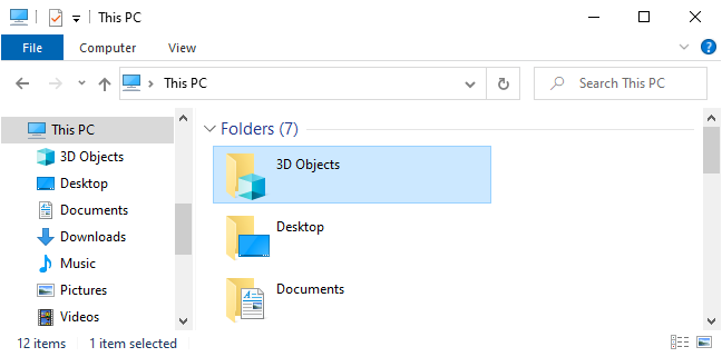 Folder Objek 3D di File Explorer