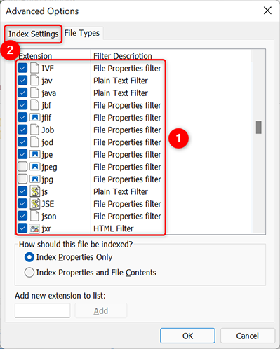 Batalkan pilihan format file pada tab "Jenis File".