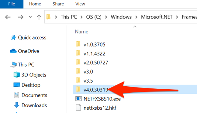Buka folder versi terbaru.NET Framework di File Explorer.