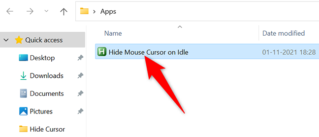 Jalankan aplikasi Windows Cursor Hider.