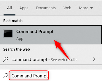 Hasil pencarian Command Prompt di Windows 10