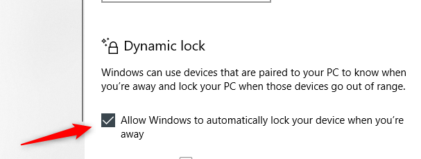 Pilih opsi &q
uot;Izinkan Windows untuk Mengunci Perangkat Anda Secara Otomatis Saat Anda Pergi".
