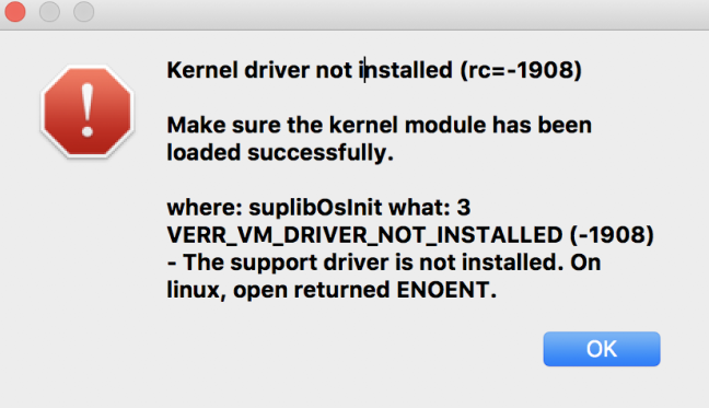 Driver Kernel Tidak Diinstal (rc=-1908) kesalahan