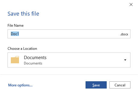 Folder dokumen lokal sebagai lokasi penyimpanan