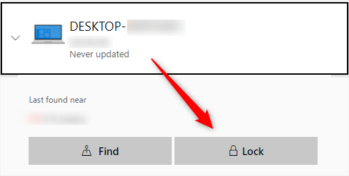 Klik tab "Temukan Perangkat Saya", lalu klik "Kunci".