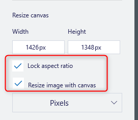 Kunci rasio aspek dan ubah ukuran gambar dengan kanvas
