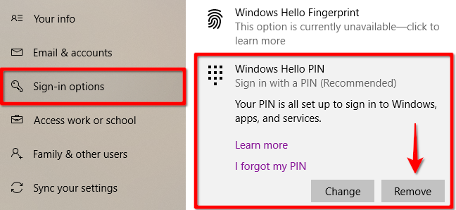 Hapus PIN Halo Windows