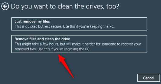 Hapus file dan bersihkan opsi drive