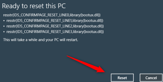 Tombol atur ulang untuk mengatur ulang pabrik Windows 10 PC Anda