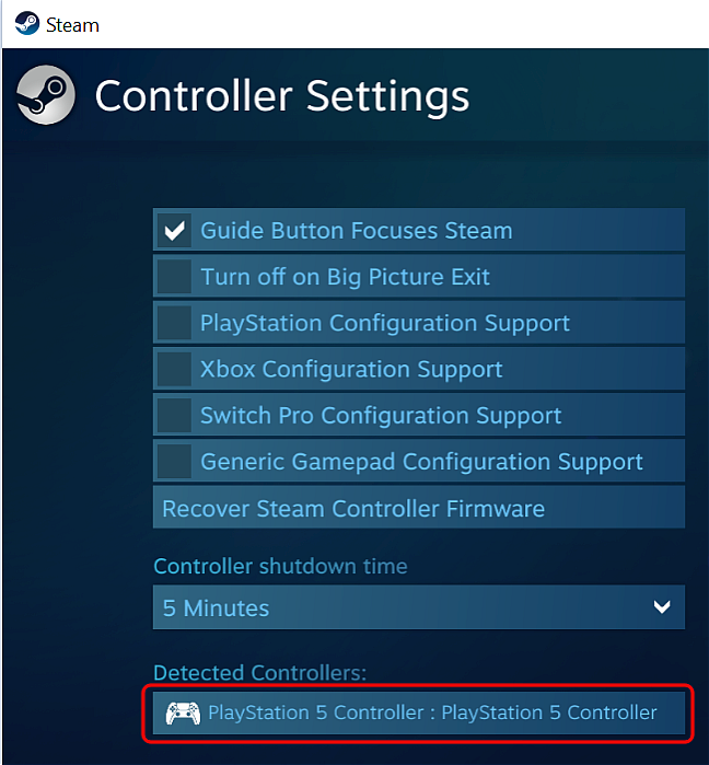 Temukan Pengontrol PS5 di Pengaturan Pengontrol Uap