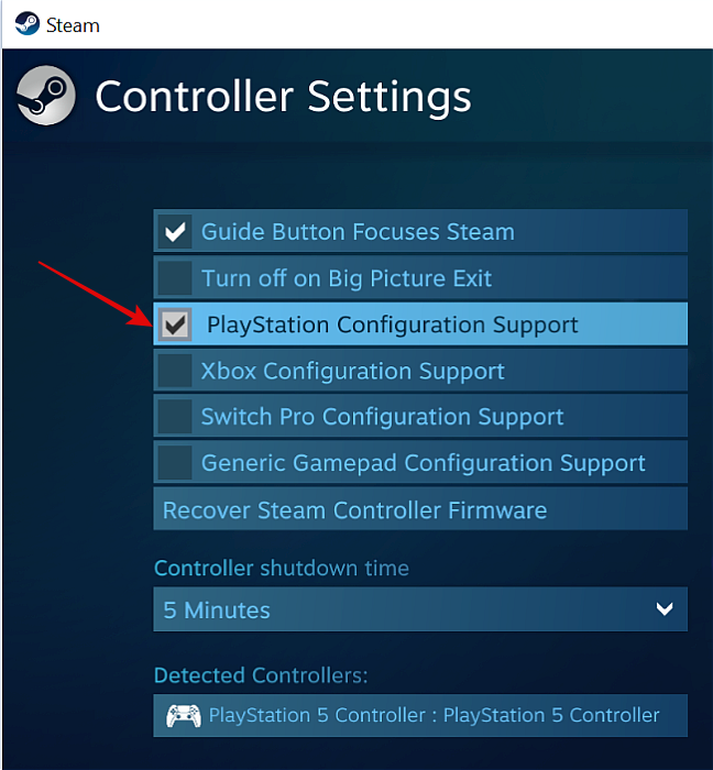 Aktifkan Dukungan Konfigurasi PlayStation di Steam