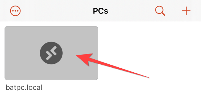 Ketuk nama PC untuk memulai koneksi desktop jarak jauh.
