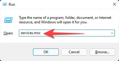 Ketik "services.msc" dan tekan Enter untuk meluncurkan panel layanan Windows.