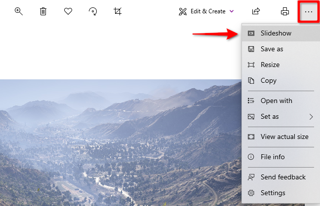 Gunakan Slideshow di Kegunaan Foto Windows 10
