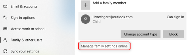 Windows 10 Kelola Pengaturan Keluarga