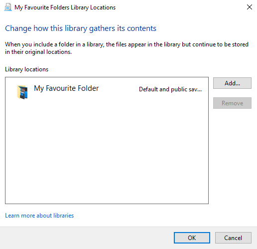Menu "Kelola Lokasi Perpustakaan" di Windows File Explorer.