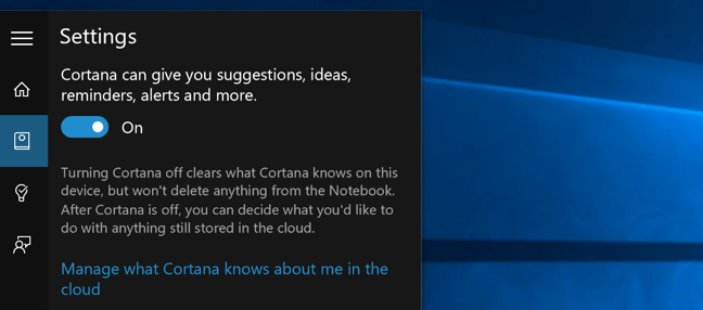 Opsi menu Mulai Lama untuk menonaktifkan Cortana di Windows 10