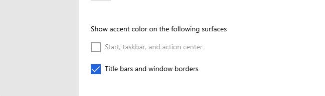 Di Windows 10, warna aksen acara di "Mulai, bilah tugas, dan pusat tindakan" mungkin berwarna abu-abu.