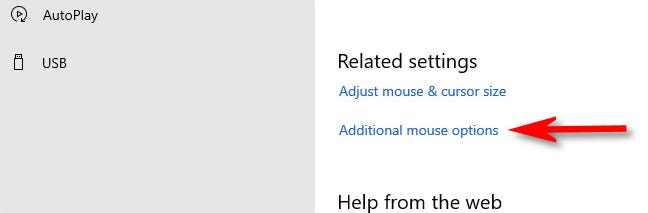 Di pengaturan Mouse, klik "Opsi mouse tambahan."