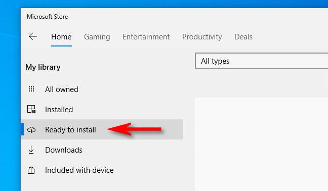 Di Microsoft Store, klik "Siap untuk menginstal" dari menu bilah sisi.