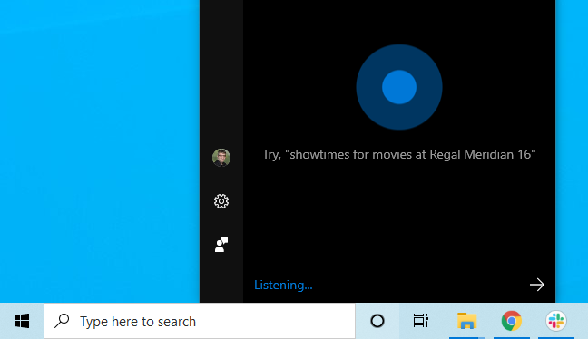 Cortana di bilah tugas Windows 10.