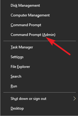 Klik "Prompt Perintah (Admin)" di menu Win+X.