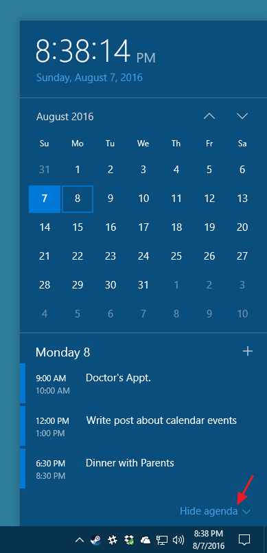 Cara Melihat dan Menambahkan Acara Kalender dari Taskbar Windows 10