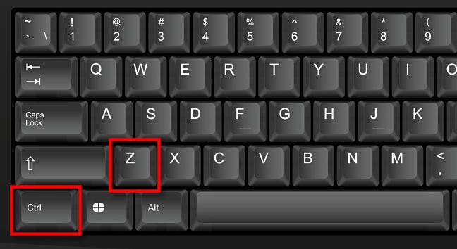 Untuk membatalkan di Windows, tekan Ctrl+Z pada keyboard Anda.