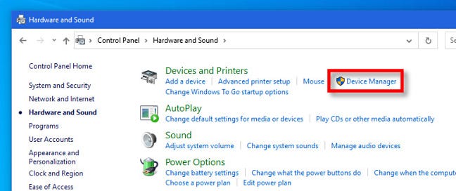 Di Panel Kontrol Windows 10, klik "Pengelola Perangkat"
