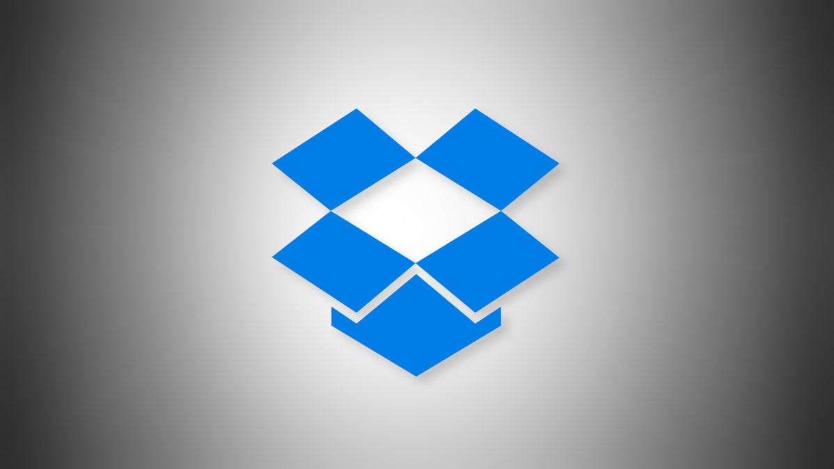 Logo Dropbox dengan latar belakang abu-abu