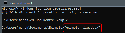 masukkan nama file dan ekstensi di command prompt untuk membuka file