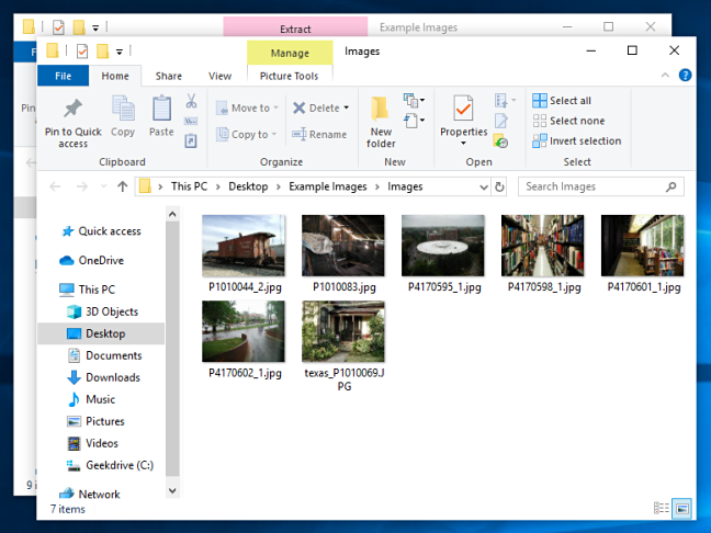 File yang diekstrak dari file Zip di Windows 10.