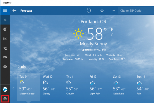 Cara Mengonfigurasi Aplikasi Cuaca Windows 10