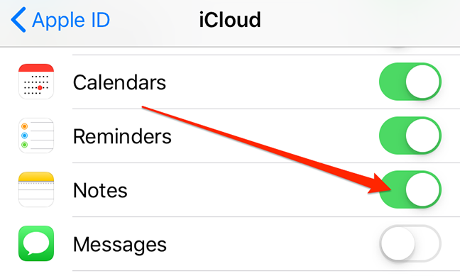 Sinkronkan catatan iOS ke iCloud