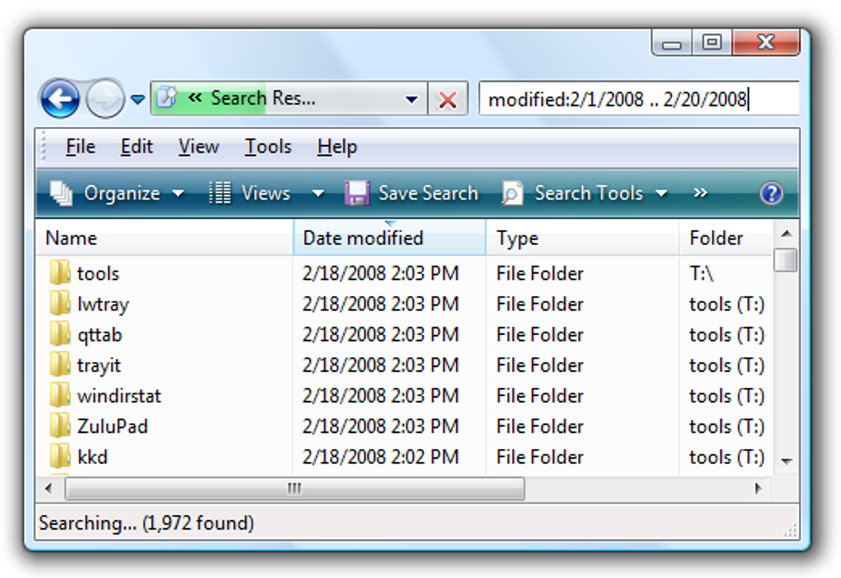 Cara Mencari File dari Rentang Tanggal Tertentu di Windows Vista dan 7