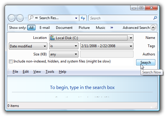 Cara Mencari File dari Rentang Tanggal Tertentu di Windows Vista dan 7