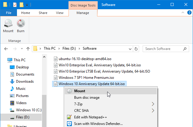 Cara Memasang gambar ISO di Windows 7, 8, dan 10