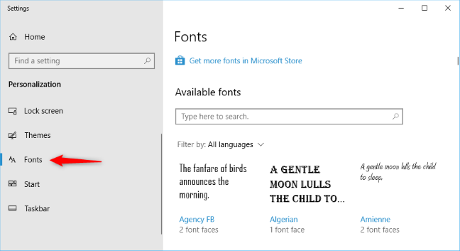 Cara Memasang dan Mengelola Font di Kegunaan Pengaturan Windows 10