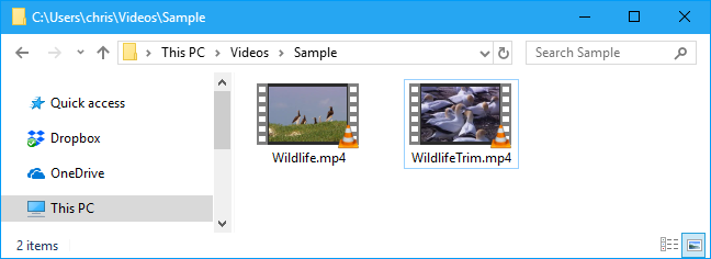 Video dalam folder di File Explorer.