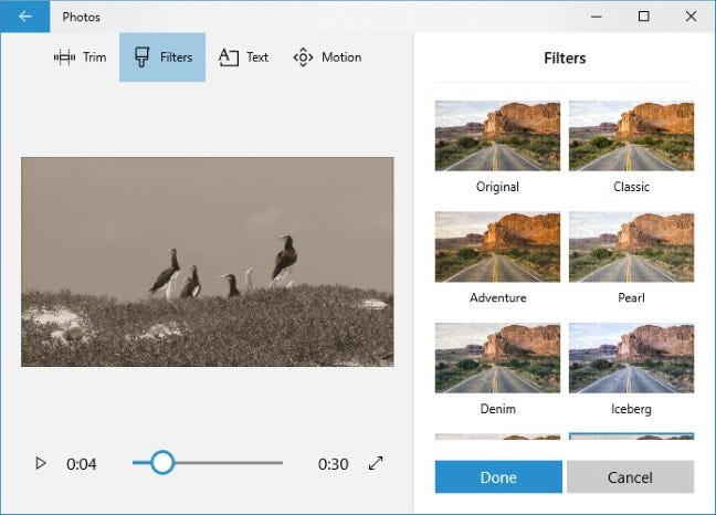 Menerapkan Filter ke video di aplikasi Foto.