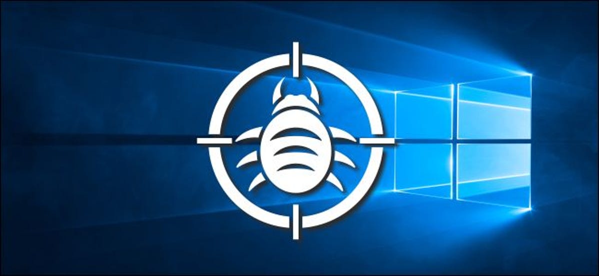 Latar belakang Windows 10 dengan logo bug