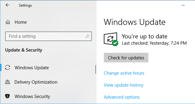 Pengaturan Pembaruan Windows di Windows 10