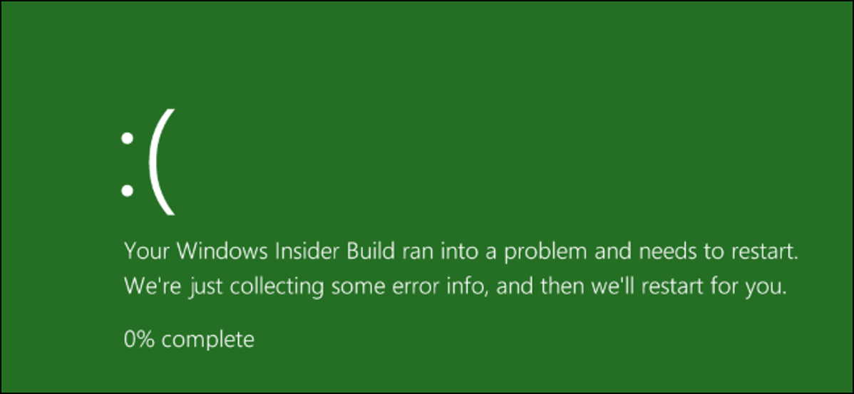 Layar hijau kematian pada build Insider Windows 10